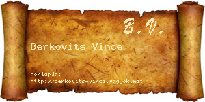 Berkovits Vince névjegykártya